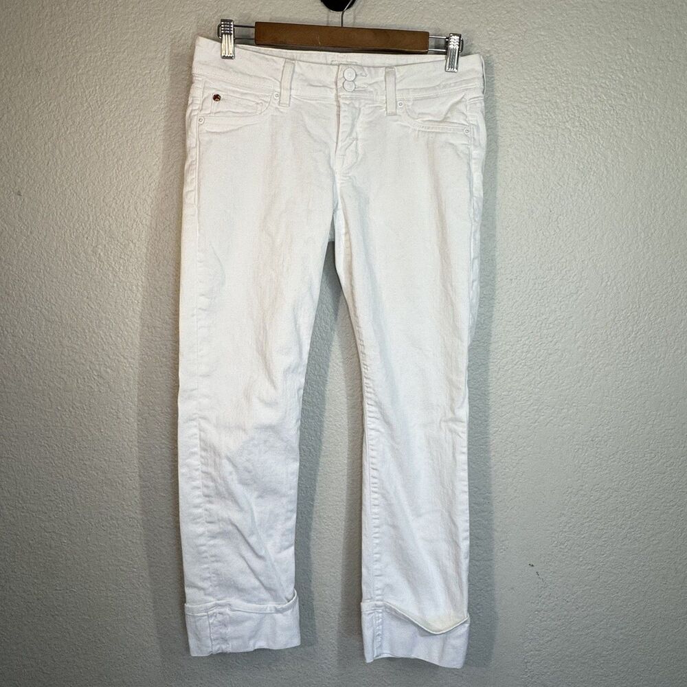 Hudson White Jeans Ginny Crop Straight Cuffed Flap Pocket Classic Y2K Women 28